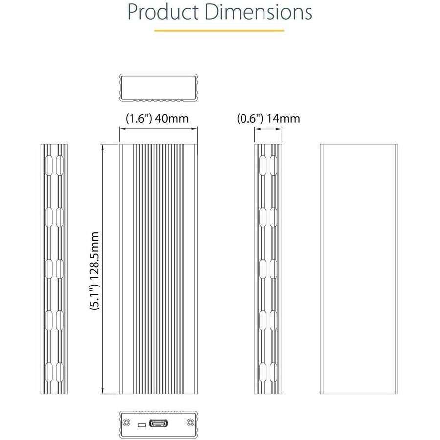 StarTech.com USB-C 10Gbps to M.2 NVMe or M.2 SATA SSD Enclosure, Portable M.2 PCIe/SATA SSD Aluminum Enclosure, USB-C & USB-A Host Cables StarTech.com USB-C 10Gbps to M.2 NVMe or M.2 SATA SSD Enclosure, Portable M.2 PCIe/SATA SSD Aluminum Enclosure, USB-C & USB-A Host Cables